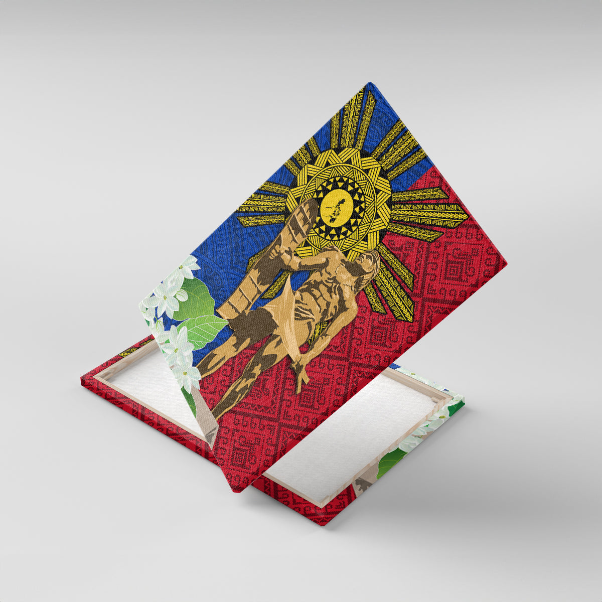 Philippines Lapu Lapu King Jasmine Flowers Canvas Wall Art Filipino Sun Tattoo