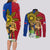 Philippines Lapu Lapu King Jasmine Flowers Couples Matching Long Sleeve Bodycon Dress and Long Sleeve Button Shirt Filipino Sun Tattoo