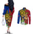 Philippines Lapu Lapu King Jasmine Flowers Couples Matching Off The Shoulder Long Sleeve Dress and Long Sleeve Button Shirt Filipino Sun Tattoo