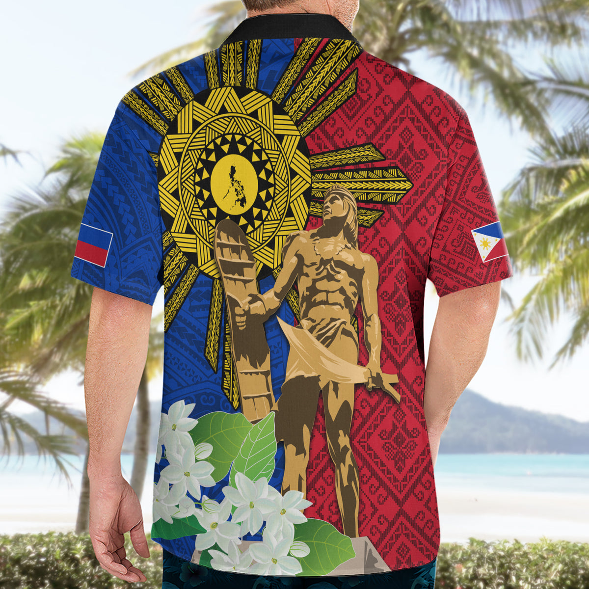 Philippines Lapu Lapu King Jasmine Flowers Hawaiian Shirt Filipino Sun Tattoo