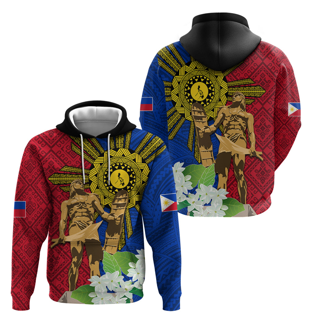 Philippines Lapu Lapu King Jasmine Flowers Hoodie Filipino Sun Tattoo