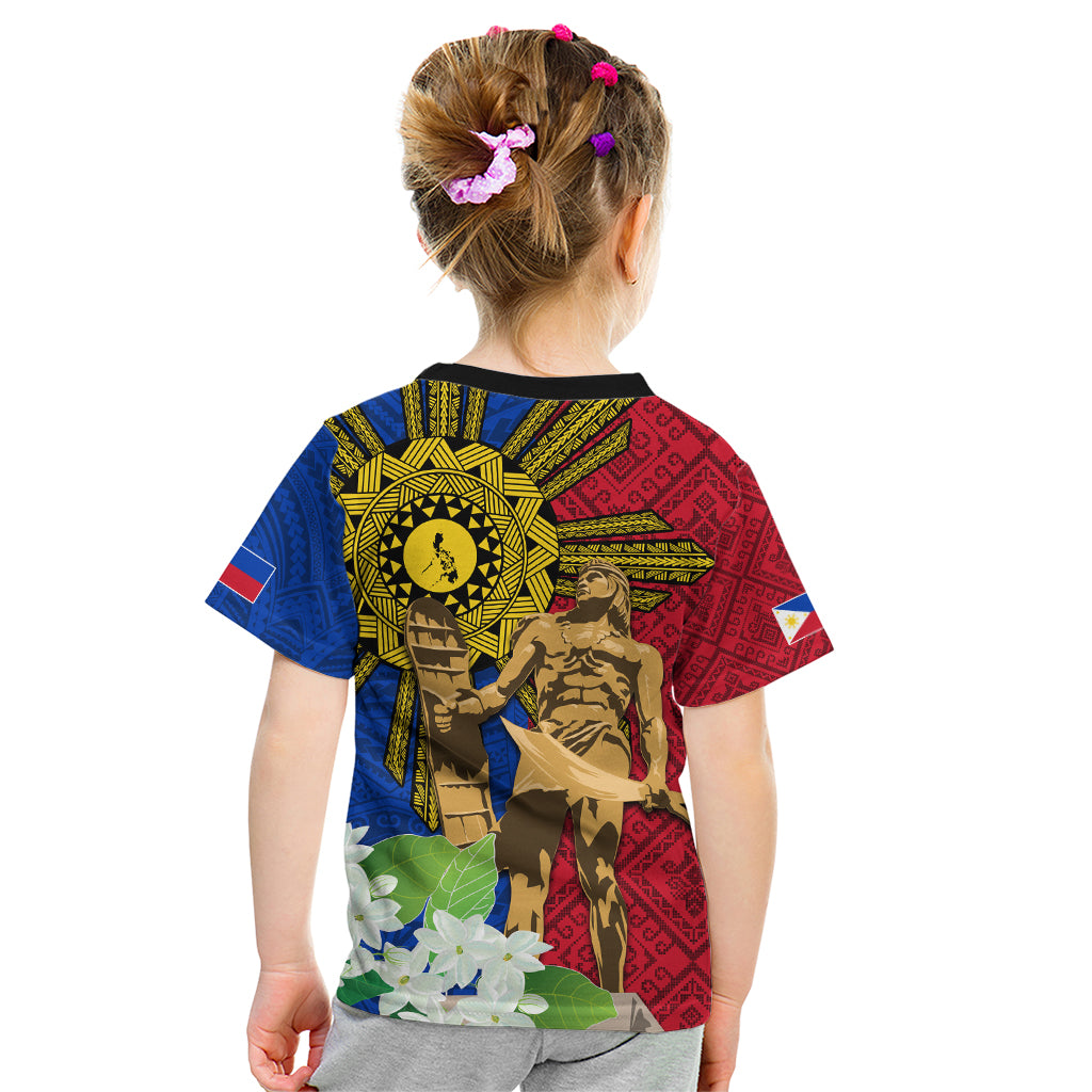 Philippines Lapu Lapu King Jasmine Flowers Kid T Shirt Filipino Sun Tattoo