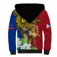 Philippines Lapu Lapu King Jasmine Flowers Sherpa Hoodie Filipino Sun Tattoo