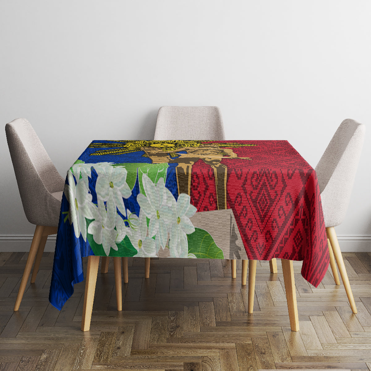 Philippines Lapu Lapu King Jasmine Flowers Tablecloth Filipino Sun Tattoo