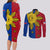 Philippines Sun Batok Tattoo Couples Matching Long Sleeve Bodycon Dress and Long Sleeve Button Shirt Polynesian and Yakan Pattern
