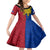 Philippines Sun Batok Tattoo Kid Short Sleeve Dress Polynesian and Yakan Pattern