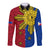 Philippines Sun Batok Tattoo Long Sleeve Button Shirt Polynesian and Yakan Pattern