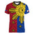 Philippines Sun Batok Tattoo Women V-Neck T-Shirt Polynesian and Yakan Pattern