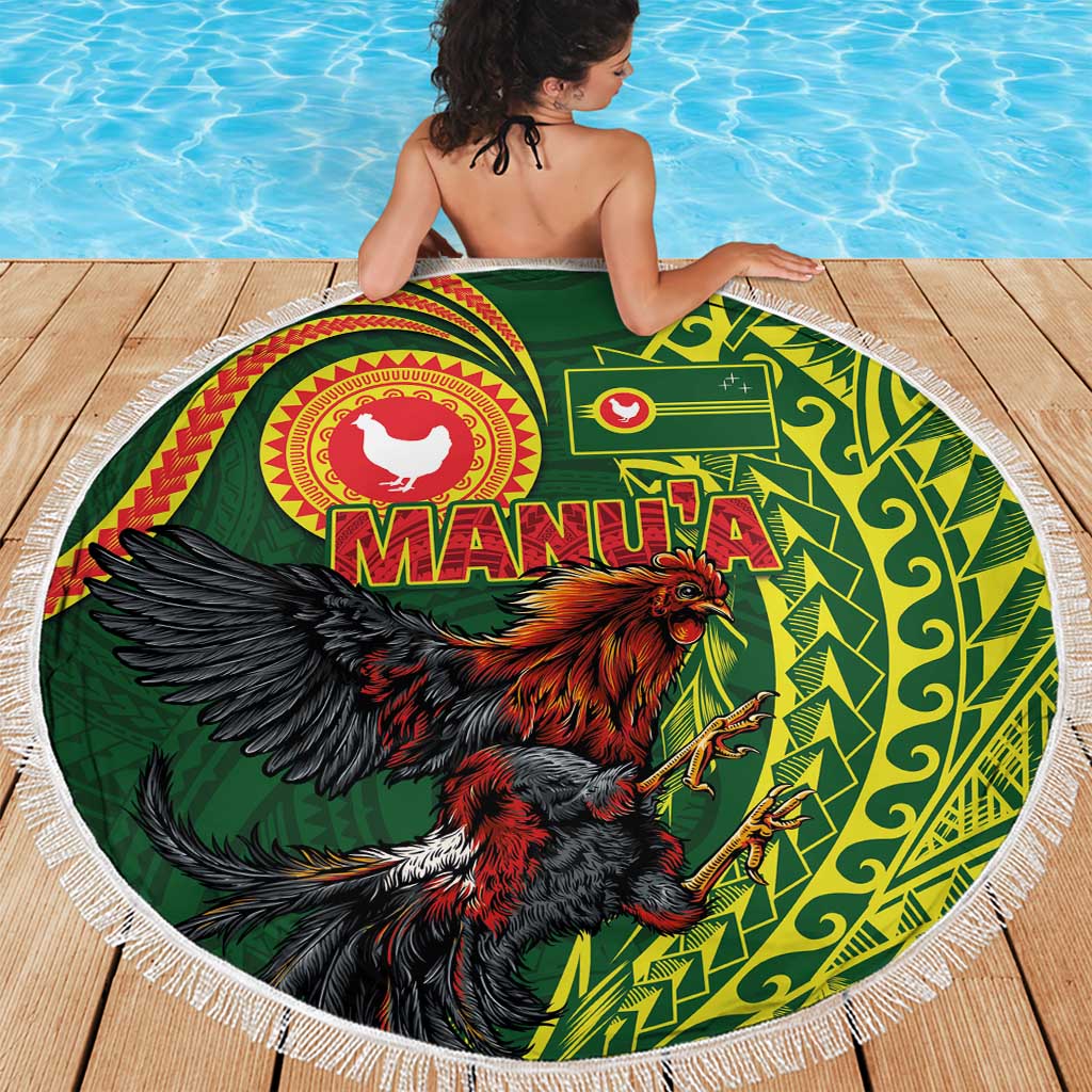 Proud of Manu'a Islands Beach Blanket Rooster and Polynesian Art Wing Style