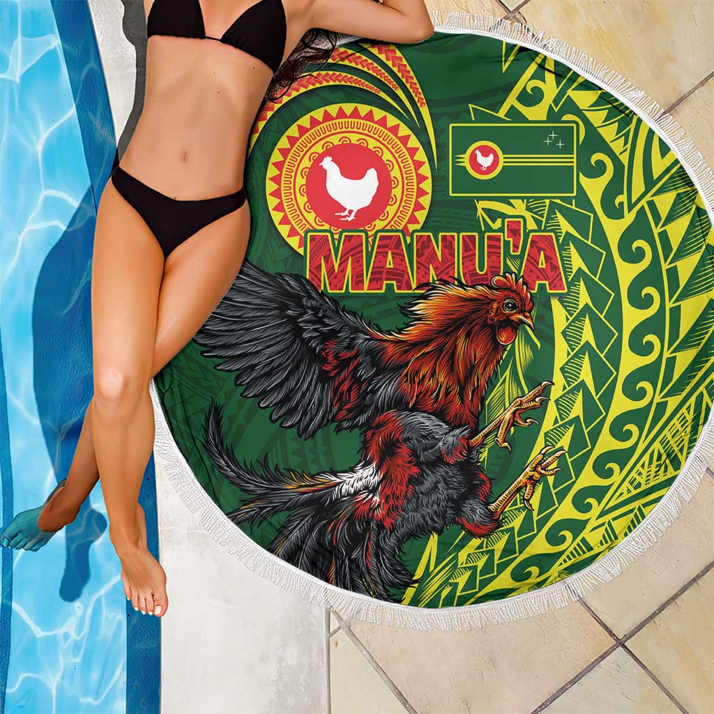 Proud of Manu'a Islands Beach Blanket Rooster and Polynesian Art Wing Style