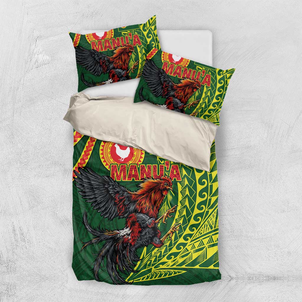 Proud of Manu'a Islands Bedding Set Rooster and Polynesian Art Wing Style