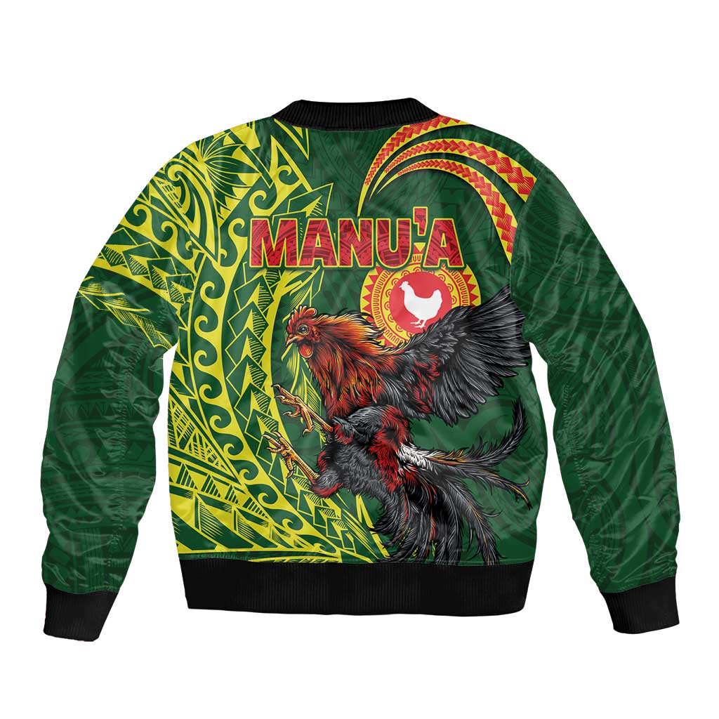 Proud of Manu'a Islands Bomber Jacket Rooster and Polynesian Art Wing Style LT03 - Polynesian Pride