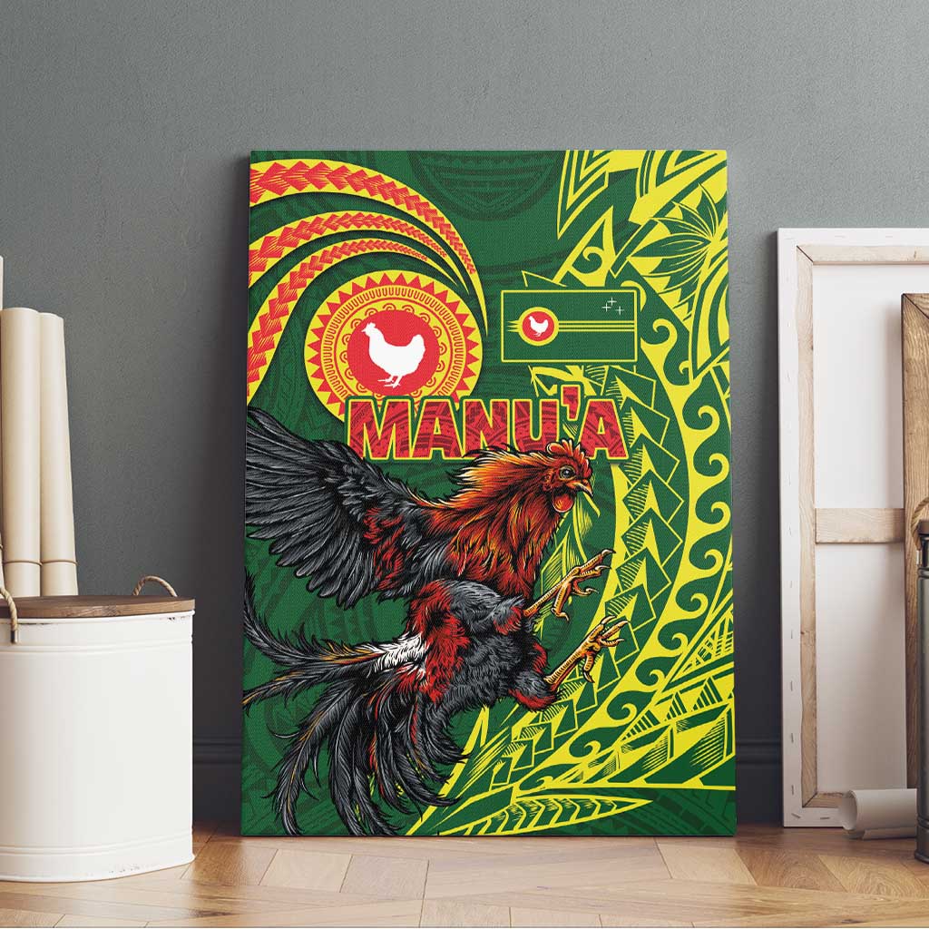 Proud of Manu'a Islands Canvas Wall Art Rooster and Polynesian Art Wing Style