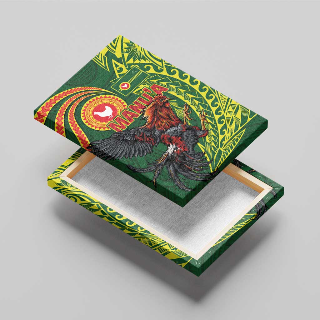 Proud of Manu'a Islands Canvas Wall Art Rooster and Polynesian Art Wing Style