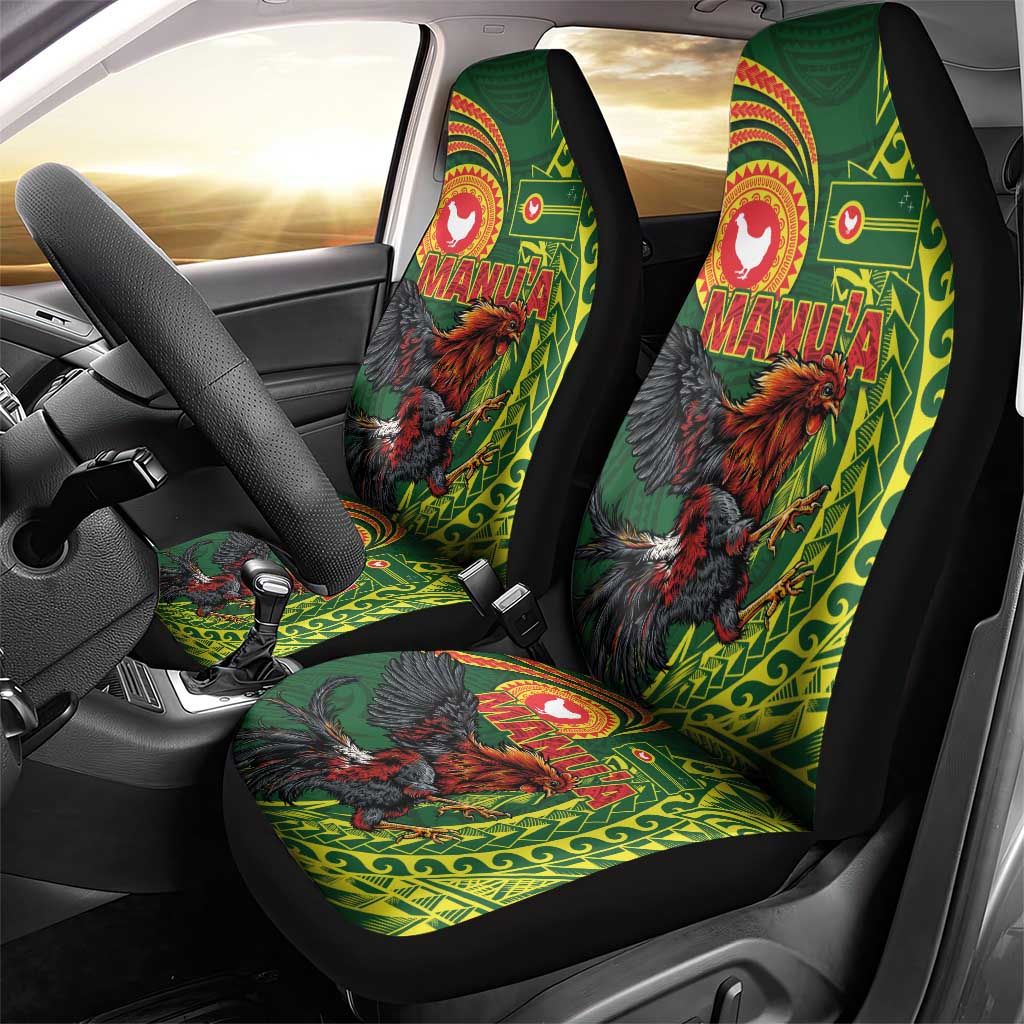Proud of Manu'a Islands Car Seat Cover Rooster and Polynesian Art Wing Style