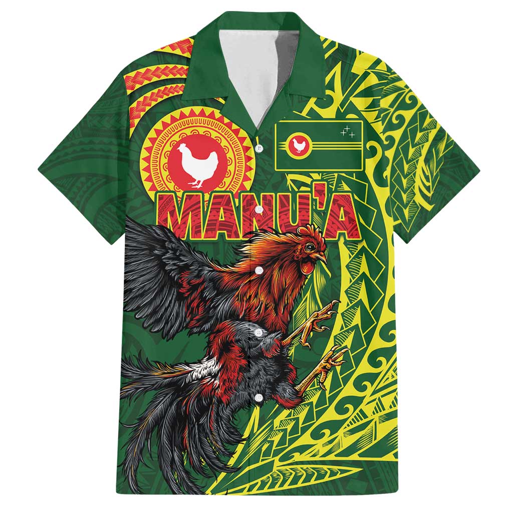Proud of Manu'a Islands Family Matching Long Sleeve Bodycon Dress and Hawaiian Shirt Rooster and Polynesian Art Wing Style LT03 Dad's Shirt - Short Sleeve Green - Polynesian Pride