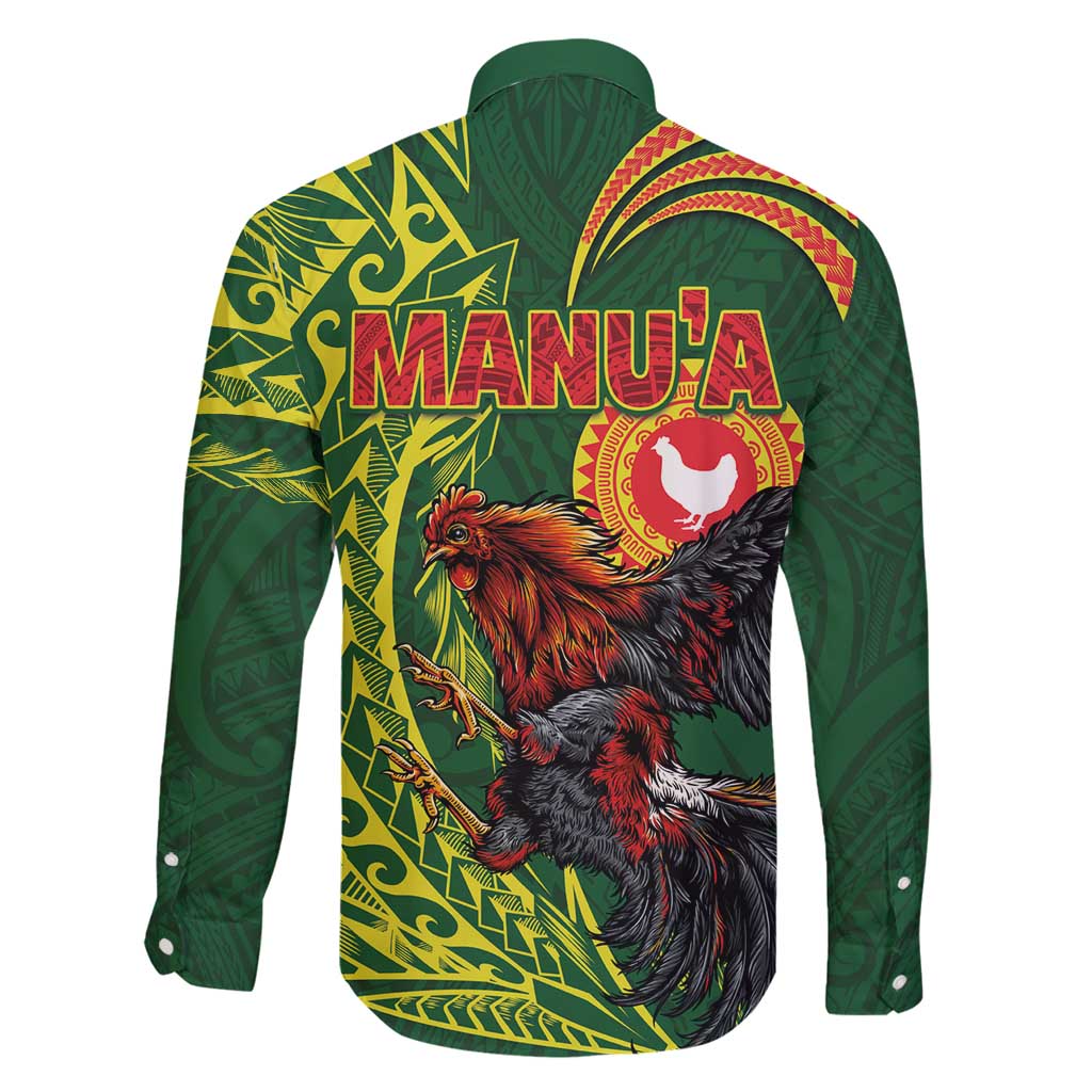 Proud of Manu'a Islands Family Matching Long Sleeve Bodycon Dress and Hawaiian Shirt Rooster and Polynesian Art Wing Style LT03 - Polynesian Pride