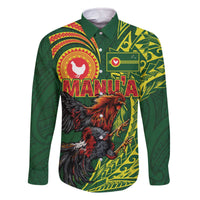 Proud of Manu'a Islands Family Matching Off The Shoulder Long Sleeve Dress and Hawaiian Shirt Rooster and Polynesian Art Wing Style