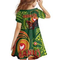 Proud of Manu'a Islands Family Matching Off Shoulder Maxi Dress and Hawaiian Shirt Rooster and Polynesian Art Wing Style
