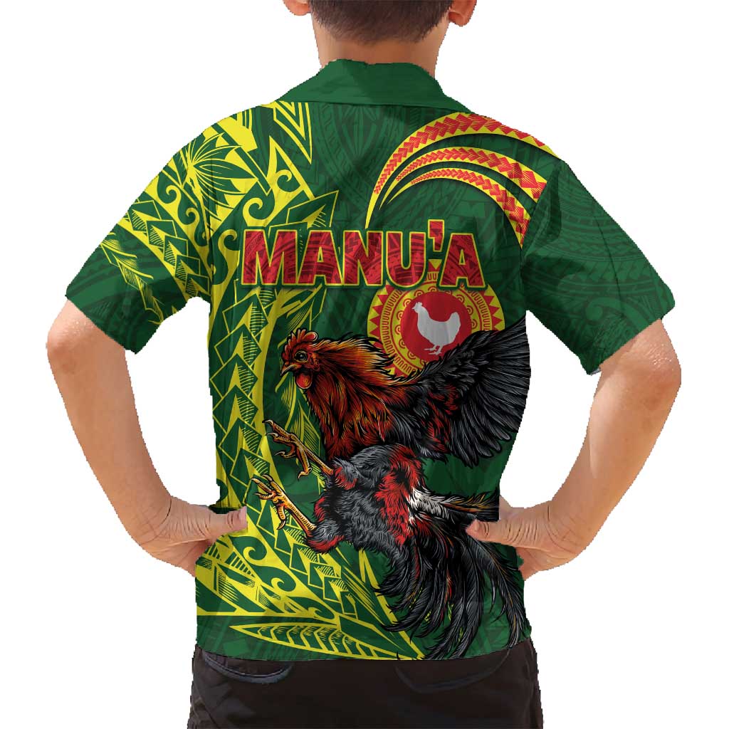 Proud of Manu'a Islands Family Matching Off Shoulder Short Dress and Hawaiian Shirt Rooster and Polynesian Art Wing Style