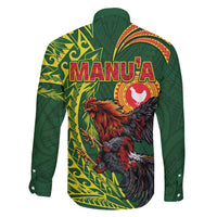 Proud of Manu'a Islands Family Matching Off Shoulder Short Dress and Hawaiian Shirt Rooster and Polynesian Art Wing Style