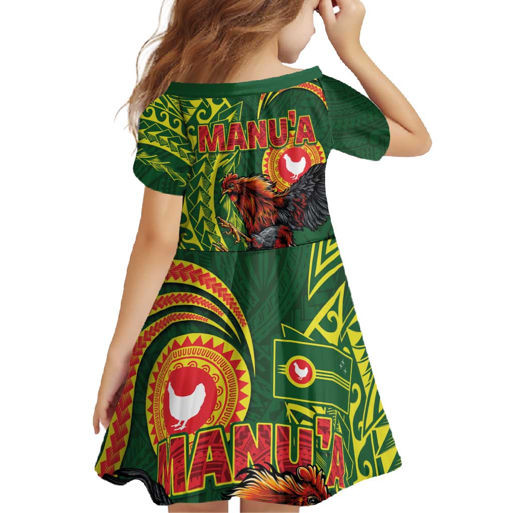 Proud of Manu'a Islands Family Matching Short Sleeve Bodycon Dress and Hawaiian Shirt Rooster and Polynesian Art Wing Style LT03 - Polynesian Pride