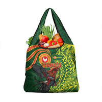 Proud of Manu'a Islands Grocery Bag Rooster and Polynesian Art Wing Style