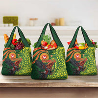 Proud of Manu'a Islands Grocery Bag Rooster and Polynesian Art Wing Style