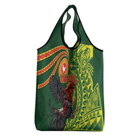 Proud of Manu'a Islands Grocery Bag Rooster and Polynesian Art Wing Style