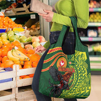 Proud of Manu'a Islands Grocery Bag Rooster and Polynesian Art Wing Style