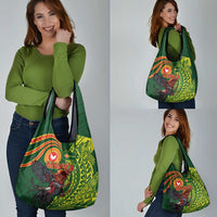 Proud of Manu'a Islands Grocery Bag Rooster and Polynesian Art Wing Style