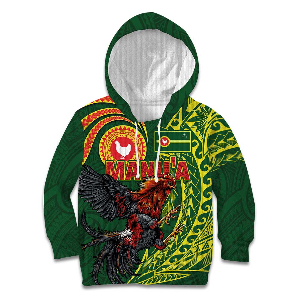 Proud of Manu'a Islands Kid Hoodie Rooster and Polynesian Art Wing Style