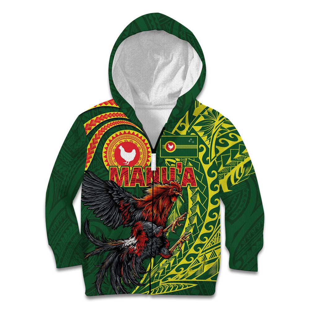 Proud of Manu'a Islands Kid Hoodie Rooster and Polynesian Art Wing Style