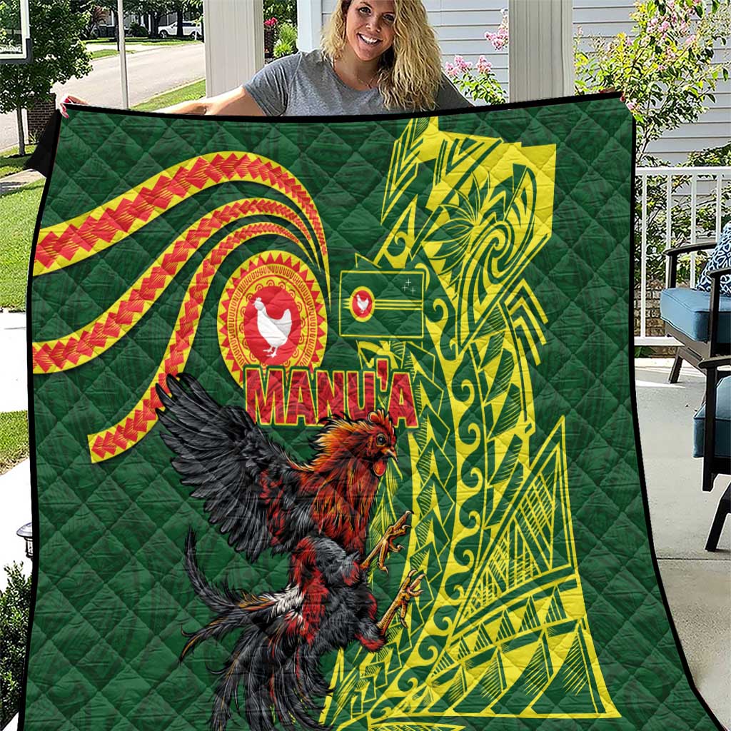 Proud of Manu'a Islands Quilt Rooster and Polynesian Art Wing Style LT03 Green - Polynesian Pride