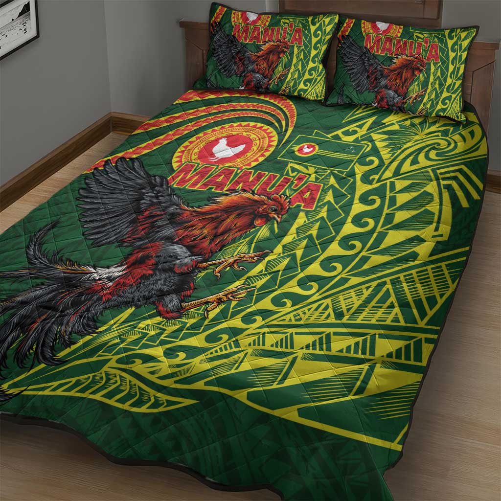 Proud of Manu'a Islands Quilt Bed Set Rooster and Polynesian Art Wing Style