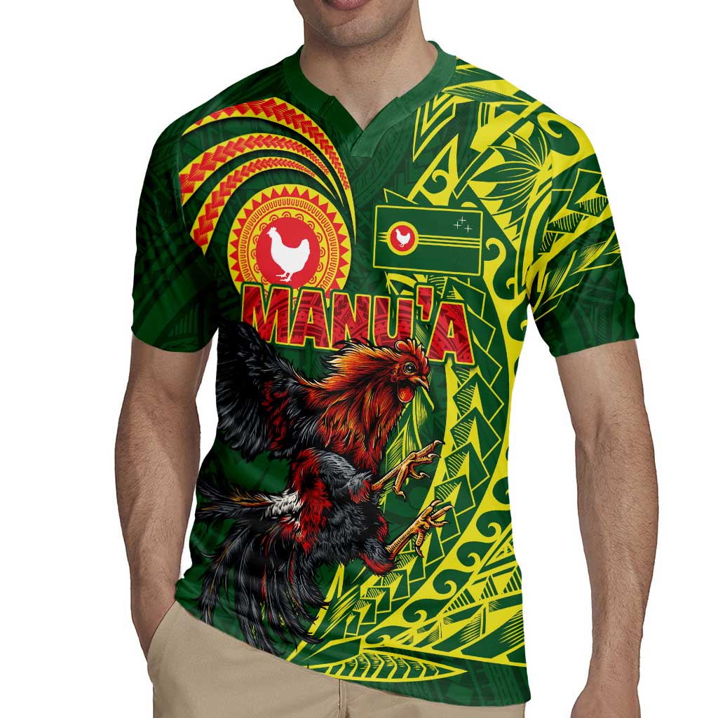 Proud of Manu'a Islands Rugby Jersey Rooster and Polynesian Art Wing Style