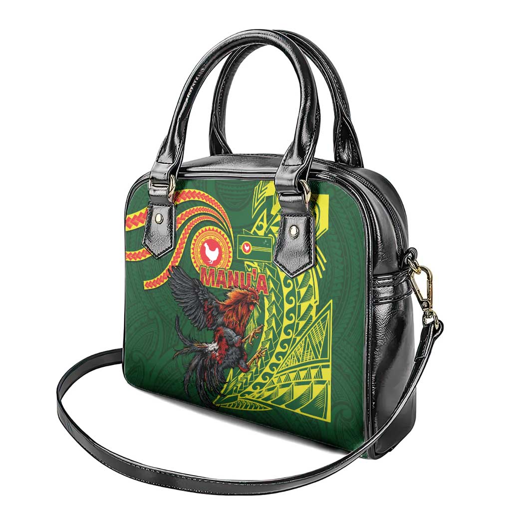 Proud of Manu'a Islands Shoulder Handbag Rooster and Polynesian Art Wing Style