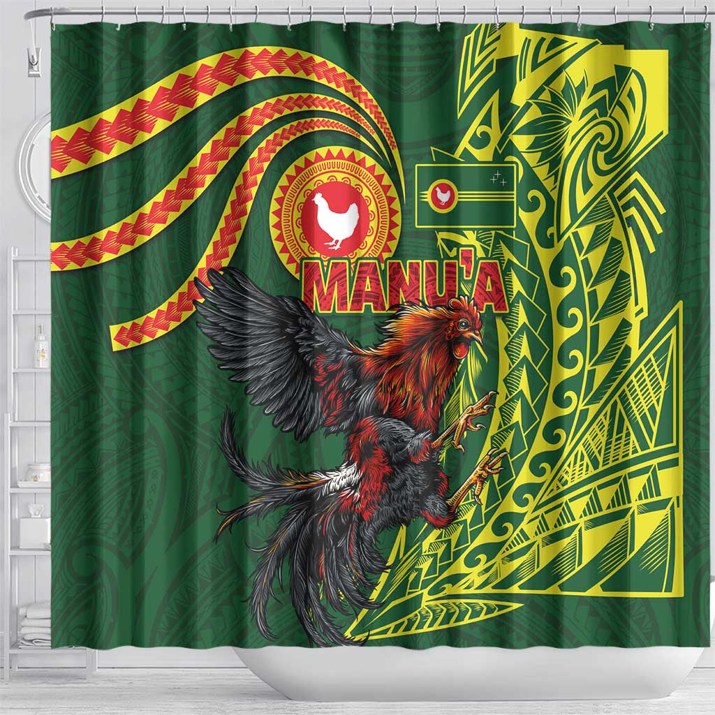 Proud of Manu'a Islands Shower Curtain Rooster and Polynesian Art Wing Style