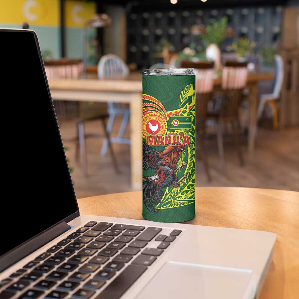 Proud of Manu'a Islands Skinny Tumbler Rooster and Polynesian Art Wing Style
