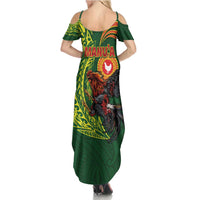 Proud of Manu'a Islands Summer Maxi Dress Rooster and Polynesian Art Wing Style