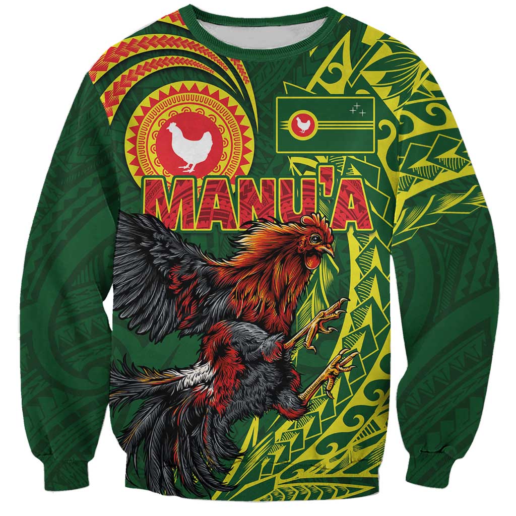 Proud of Manu'a Islands Sweatshirt Rooster and Polynesian Art Wing Style