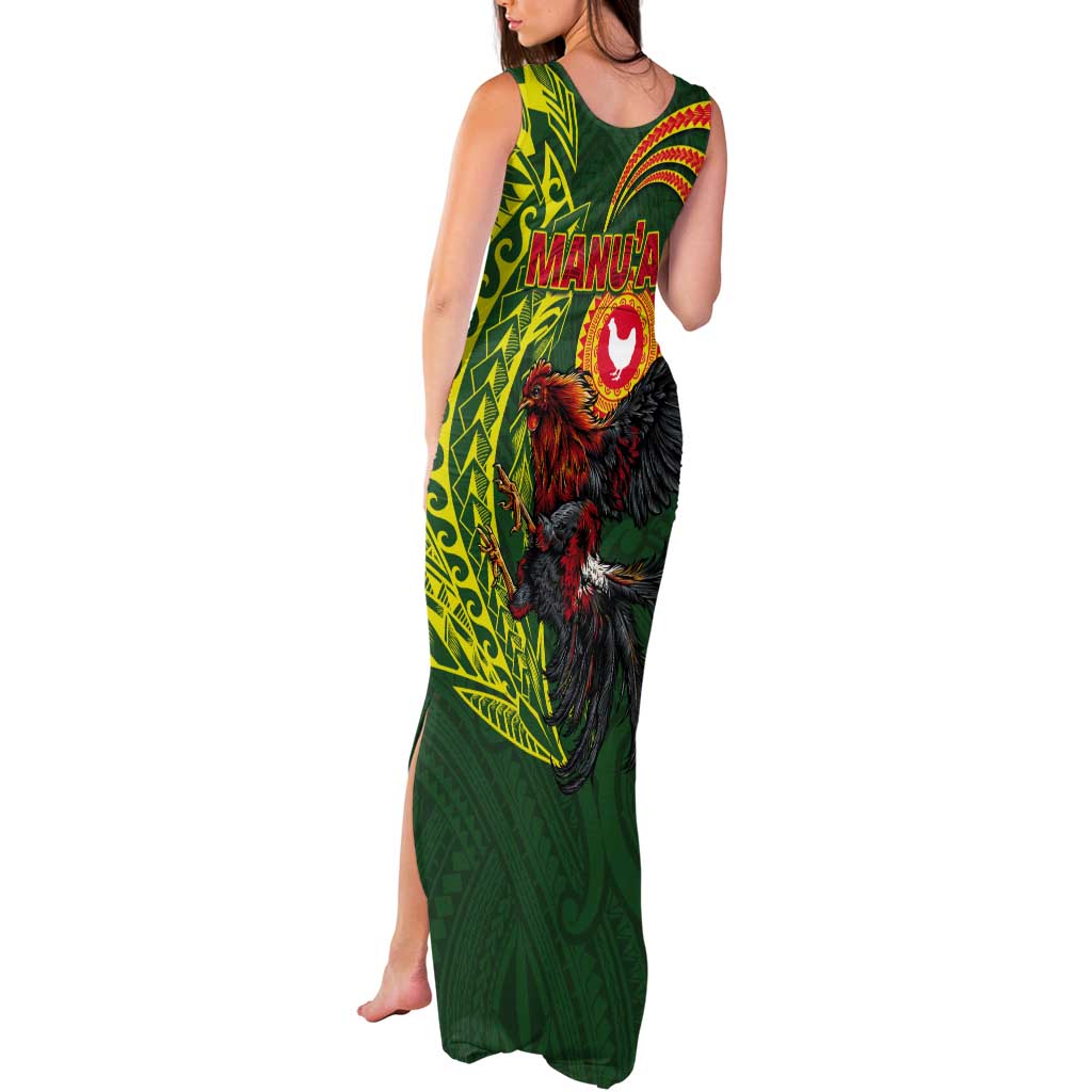 Proud of Manu'a Islands Tank Maxi Dress Rooster and Polynesian Art Wing Style