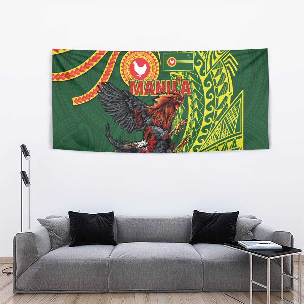Proud of Manu'a Islands Tapestry Rooster and Polynesian Art Wing Style