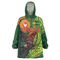 Proud of Manu'a Islands Wearable Blanket Hoodie Rooster and Polynesian Art Wing Style