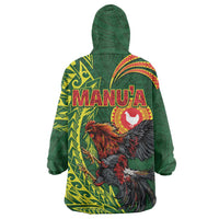 Proud of Manu'a Islands Wearable Blanket Hoodie Rooster and Polynesian Art Wing Style