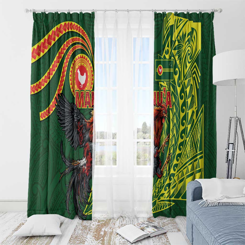 Proud of Manu'a Islands Window Curtain Rooster and Polynesian Art Wing Style