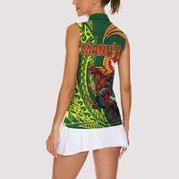 Proud of Manu'a Islands Women Sleeveless Polo Shirt Rooster and Polynesian Art Wing Style