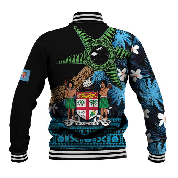 Guam Baseball Jacket Tribal Tropical Flower With Pattern Leaves main image 1