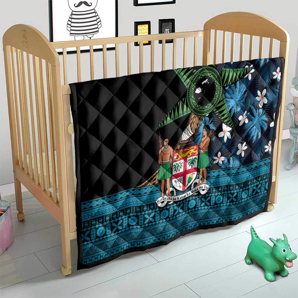 Fiji Day Quilt Palm Tree With Plumeria Tapa Tribal Pattern