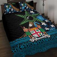 Fiji Day Quilt Bed Set Palm Tree With Plumeria Tapa Tribal Pattern